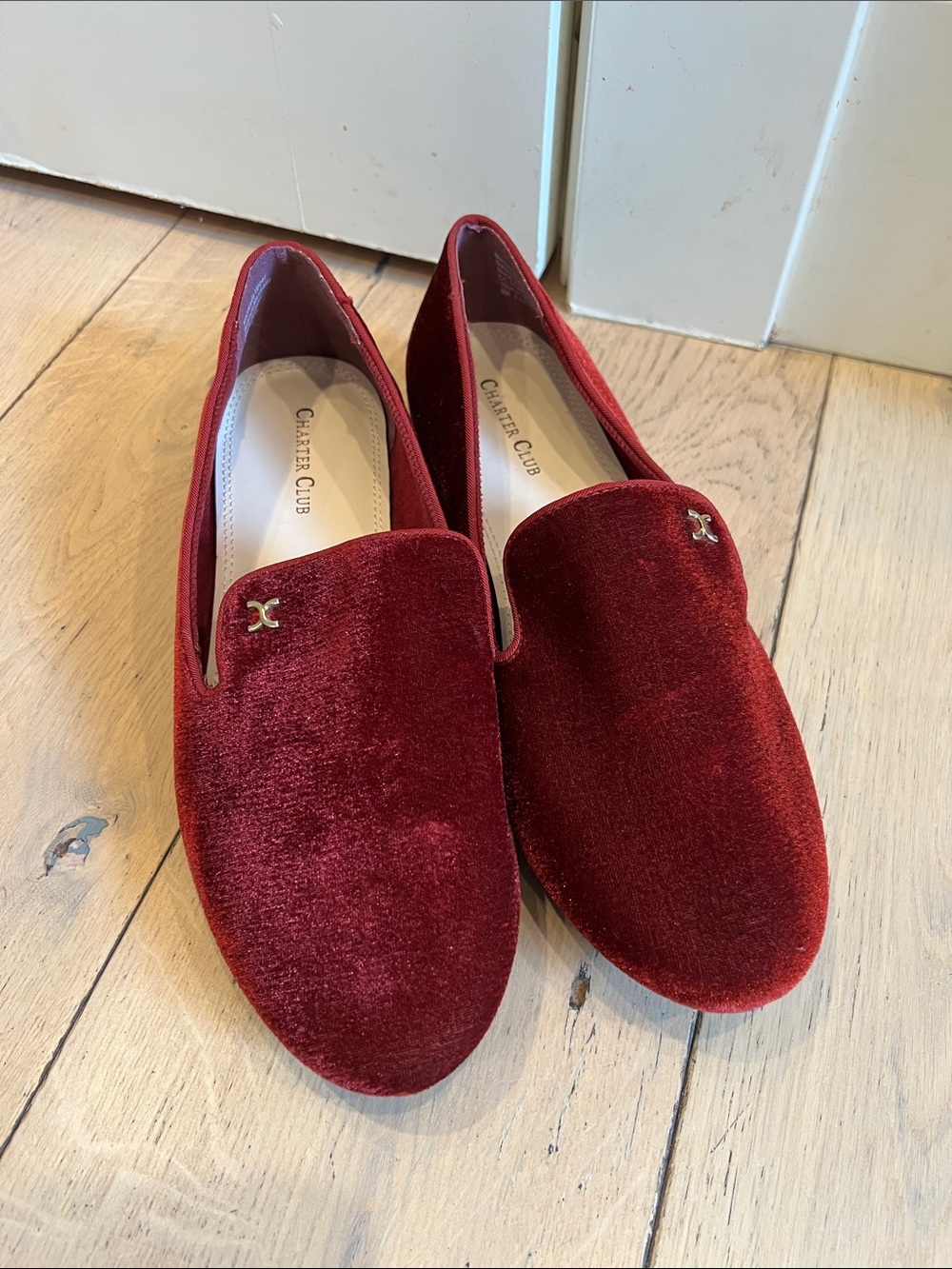 Charter Club Burgundy Velvet Slip-On Loafers